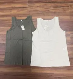 MUJI 無地良品　カキ・ライトベイジュ タンクトップ 2枚セット