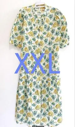 花柄 半袖シャツワンピース ロング丈　 美品❣️