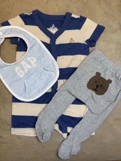 GAP ロンパース　タイツ　スタイ　クマ刺繍　くまけつ　セット