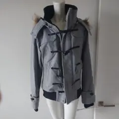 グレー ダッフルコート フード付き