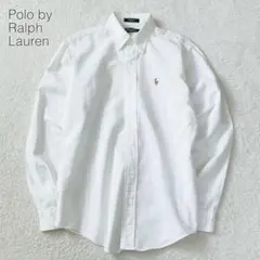 【ポロバイラルフローレン】オックスフォードシャツ 長袖 ロゴ刺繍 綿 USA製