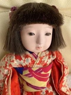 超美品　アンティーク　市松人形　赤　着物　人毛　ドール　大きめ　骨董　和骨董 超美品 アンティーク 市松人形 赤 着物 人毛 ドール 大きめ 骨董