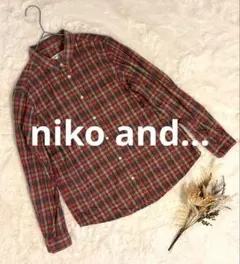 週末限定価格niko and... チェックシャツ 長袖 レッド系 サイズ3