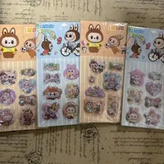 毎日発送 匿名配送 4枚セットLABUBUシャカシャカ 3D 立体 シール