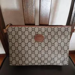 Gucci GGパターン クラッチバッグ セカンドバッグ ポーチ PVC×レザー
