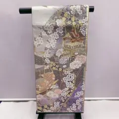 やまと謹製】袋帯 六通柄 正絹 桜 金銀糸 新はじく加工済 フォーマル