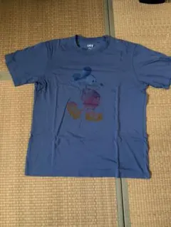 ミッキーマウス プリント Tシャツ 青
