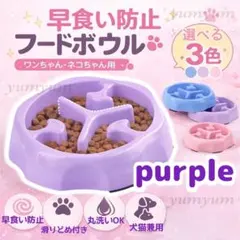 フードボウル 餌入れ 早食い防止 丸呑み防止 犬 猫 ペット食器 パープルのサムネイル