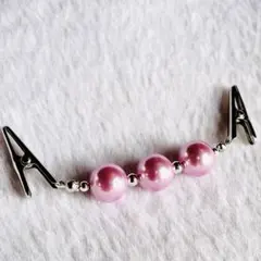 ストールクリップ(ハンドメイド)フェイクパール　ピンク　羽織留め　スカーフ留め