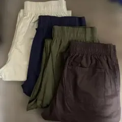 GU ジーユー シェフパンツ 4本セット XL 茶 カーキ ベージュ ネイビー