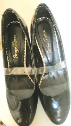 パンプス　ハイヒール　Sergio ブラック 光沢 LL 25㎝