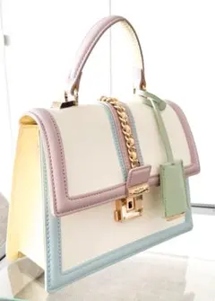 【美品】ALDO ハンドバッグ パステルカラー ゴールド金具 高級感のサムネイル