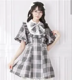 LIZLISA 千鳥ジャガード ワンピース ブルー - メルカリ