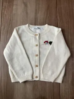 ファミリア familiarアイボリー ニットカーディガン 80cm