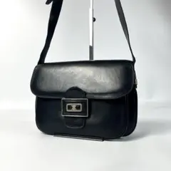 希少✨OLD CELINE シボ革 ショルダーバッグ トリオンフ 黒 - メルカリ