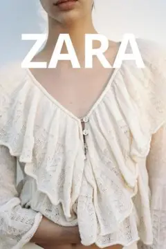 【ZARA】M ●#フリル付きニットトップス●