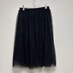 アースミュージック＆エコロジー　チュールスカート　黒　二重のサムネイル
