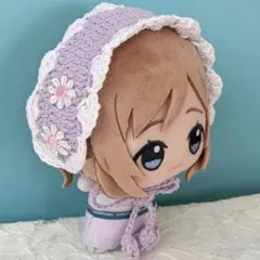 〈パープル×ホワイト〉ぬい服　ヘッドドレス　にじぬい　ちびぐるみ