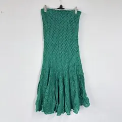 グリーン【EU38】ドット柄 フレアスカート 柄物 カジュアル オフィス