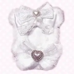 リボン付き くま耳 ぬいぐるみ服 ホワイト♥