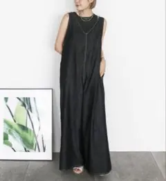 1回着用✨SACRA ヴィンテージサテン キャミワンピース カーキ38