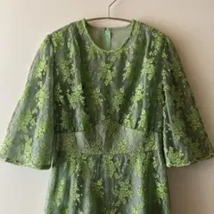 vintage フラワー刺繍レース ワンピース 仕立て品 レトロ 60s 70s