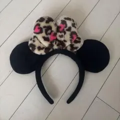 ディズニー　ヒョウ柄カチューシャ　ミニー