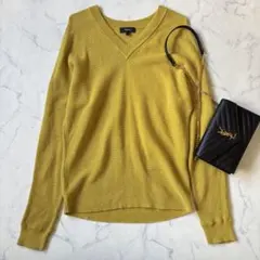 Theoryセオリー カシミア混Vネックニット　薄手　S　マスタード◆6904