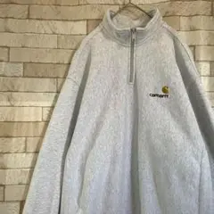 カーハート WIP ハーフジップ スウェット 刺繍ロゴ 裏起毛 L