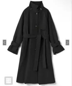 GRL リボンベルト付きフェイクウールトレンチコート チャコール