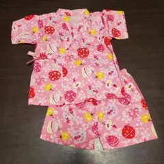 【未使用】甚平 ピンク ヨーヨー柄　90cm