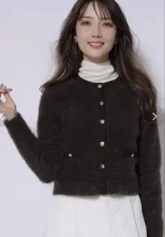 フェザーラメカーディガン （茶）