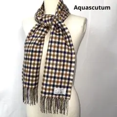 【極美品】アクアスキュータム カシミアマフラー スコットランド製 チェック柄