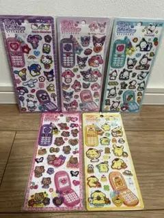 【正規品・新品】平成はっぴーフォン　サンリオ5点セット　シール