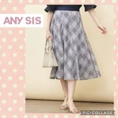 ❤美品♪ ANY SIS 【洗える】 ツートーンシアーチェック スカート 青のサムネイル
