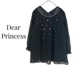 dear princess ビジュー付き長袖ブラウス ブラック オフィス 可愛いのサムネイル