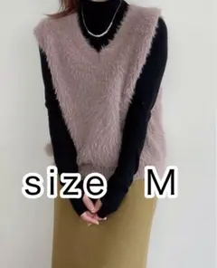 しまむら linoluce リノルーセ シャギーアゼVネックベスト M ファー