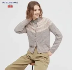 ユニクロ　イネス　ジャカードカーディガン　ベージュ　Ｓ　新品未使用