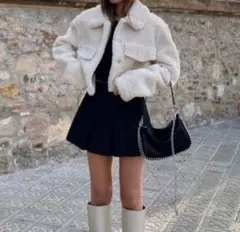 ZARA クロップドフェイクボアジャケット