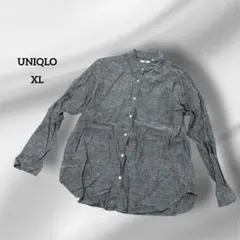 ユニクロ UNIQLO プレミアムリネンシャツ グレー系 長袖 XL