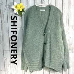 シフォネリレディースカーディガントップスニットセーターボレロ長袖グリーン大きめＳ