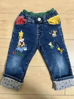 ミキハウス　動物刺繍デニムパンツ 90cm