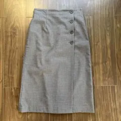 サイドボタンチェックラップスカート（丈短め67～71cm）