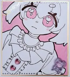 手描きイラスト 色紙 色鉛筆 原画一点物 魔法少女 オリジナル アナログ 萌え絵