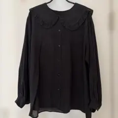 ローリーズファーム ビッグ襟フリルブラウス ブラック 長袖