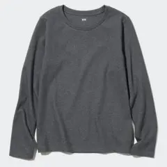 スムースストレッチコットンクルーネックＴダークグレー 長袖ＸＬ