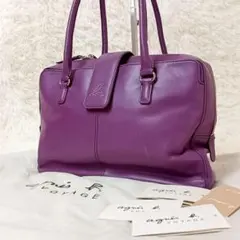 アニエスベーヴォヤージュ ハンドバッグ レザー パープル 肩掛け