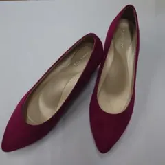 ピンク スエード調 低ヒールパンプス 24.5cm