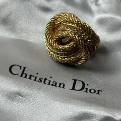 美品 Christian Dior イヤリング ロープ ラインストーン 大ぶり