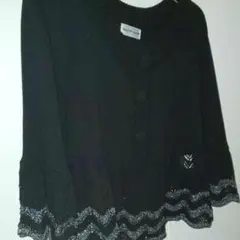 2ＸＬ 黒カーデガン シルバー模様 ボレロのサムネイル